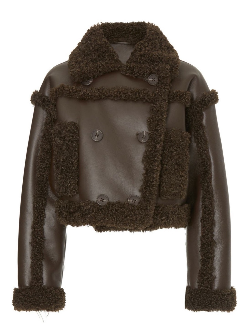Stand Studio Brown Shearling-Trim Bomber Jacket